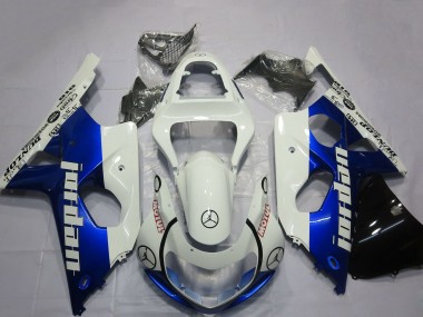 Billigste Suzuki GSXR 1000 Motorrad Verkleidung 2000-2002 - Weiss Blau Jordan