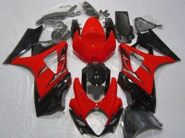 Billigste Suzuki GSXR 1000 Motorrad Verkleidung 2007-2008 - Rot Glanzendes Schwarz
