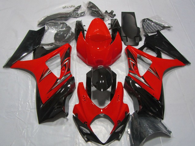 Billigste Suzuki GSXR 1000 Motorrad Verkleidung 2007-2008 - Rot Glanzendes Schwarz