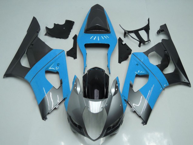 Billigste Suzuki GSXR 1000 Motorrad Verkleidung 2003-2004 - Hellblau Silber Schwarz