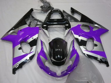 Billigste Suzuki GSXR 1000 Motorrad Verkleidung 2000-2002 - Lila Silber Glanzendes Schwarz OEM Stil