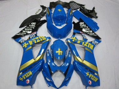 Billigste Suzuki GSXR 1000 Motorrad Verkleidung 2007-2008 - Blau Gold Schwarz Rizla