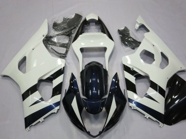 Billigste Suzuki GSXR 1000 Motorrad Verkleidung 2003-2004 - Weiss Glanzendes Schwarz