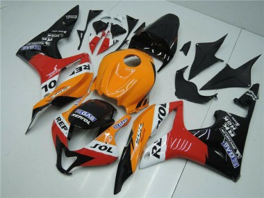 Billigste Honda CBR600RR Motorrad Verkleidung 2007-2008 - Orange Weiss Rot Glanzendes Schwarz Repsol