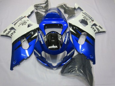 Billigste Suzuki GSXR 600 / GSXR 750 Motorrad Verkleidung 2001-2003 - Weiss Blau Glanzendes Schwarz
