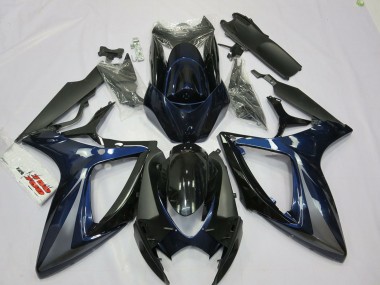 Billigste Suzuki GSXR 600 / GSXR 750 Motorrad Verkleidung 2006-2007 - Blau Grau Schwarz Streifen