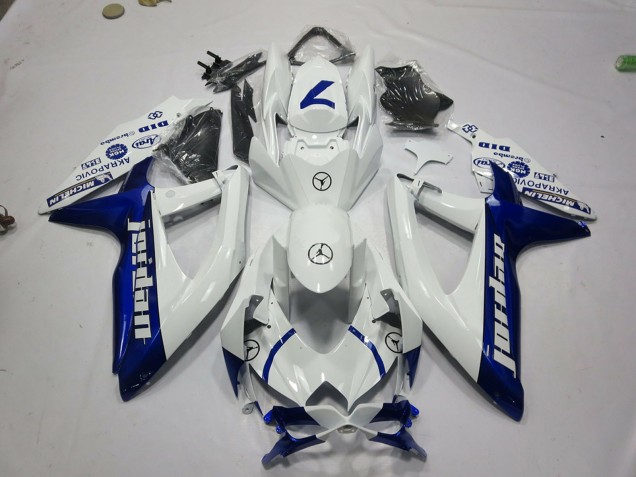 Billigste Suzuki GSXR 600 / GSXR 750 Motorrad Verkleidung 2008-2010 - Weiss Blau Jordan