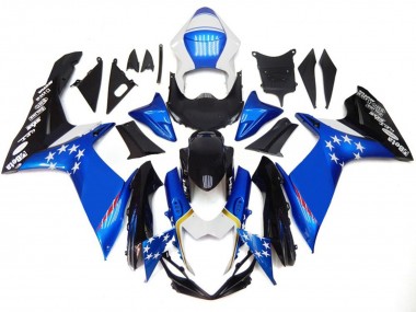 Billigste Suzuki GSXR 600 / GSXR 750 Motorrad Verkleidung 2011-2024 - Blau Stil mit Rot Sterns