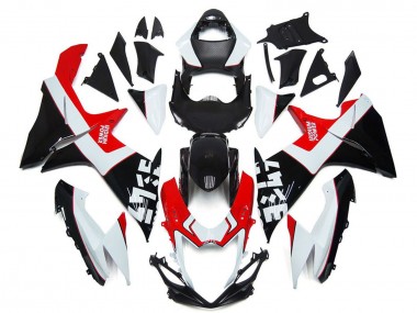 Billigste Suzuki GSXR 600 / GSXR 750 Motorrad Verkleidung 2011-2024 - Weiss Rot Glanzendes Schwarz