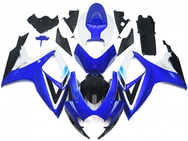 Billigste Suzuki GSXR 600 / GSXR 750 Motorrad Verkleidung Kit 2006-2007 - Weiss Blau Glanzendes Schwarz OEM Stil