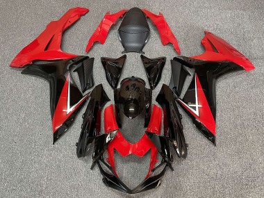 Billigste Suzuki GSXR 600 / GSXR 750 Motorrad Verkleidung 2011-2024 - Rot Glanzendes Schwarz