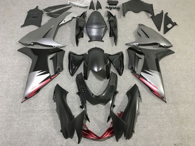 Billigste Suzuki GSXR 600 / GSXR 750 Motorrad Verkleidung 2011-2024 - Grau Silber Glanzendes Schwarz