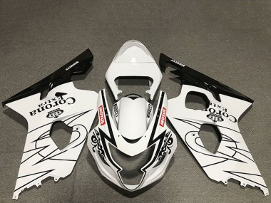 Billigste Suzuki GSXR 600 / GSXR 750 Motorrad Verkleidung 2004-2005 - Weiss Glanzendes Schwarz Corona Motul Stil