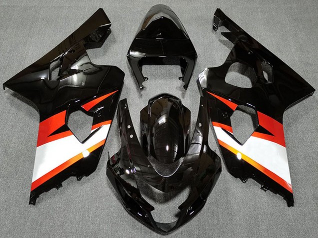 Billigste Suzuki GSXR 600 / GSXR 750 Motorrad Verkleidung 2004-2005 - Glanzendes Schwarz Orange Weiss