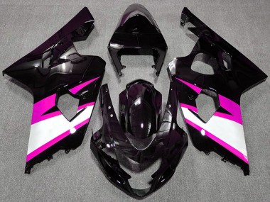 Billigste Suzuki GSXR 600 / GSXR 750 Motorrad Verkleidung 2004-2005 - Glanzendes Schwarz Rosa Weiss