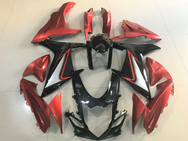 Billigste Suzuki GSXR 600 / GSXR 750 Motorrad Verkleidung 2011-2024 - Orange Silber Glanzendes Schwarz