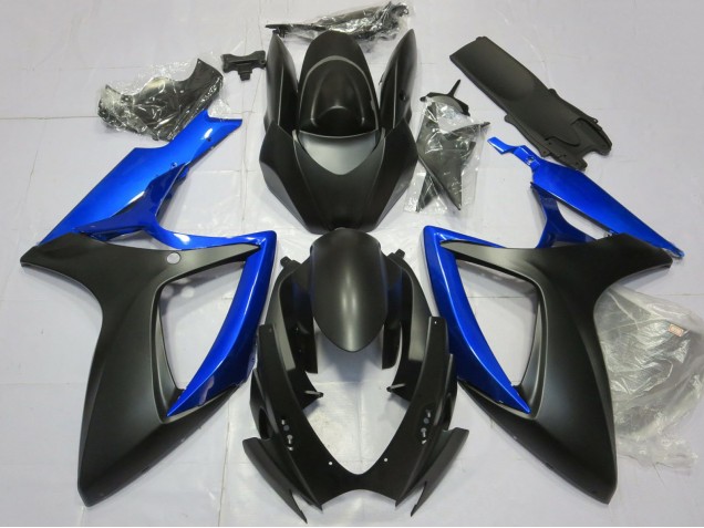 Billigste Suzuki GSXR 600 / GSXR 750 Motorrad Verkleidung 2006-2007 - Blau Matt Schwarz