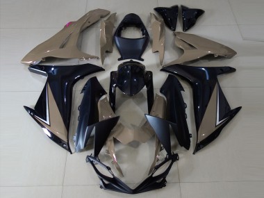 Billigste Suzuki GSXR 600 / GSXR 750 Motorrad Verkleidung 2011-2024 - Grau Glanzendes Schwarz Matt Schwarz