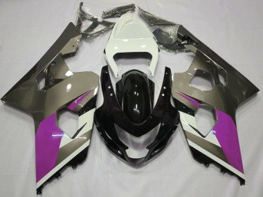 Billigste Suzuki GSXR 600 / GSXR 750 Motorrad Verkleidung 2004-2005 - Weiss Rosa Grau Glanzendes Schwarz
