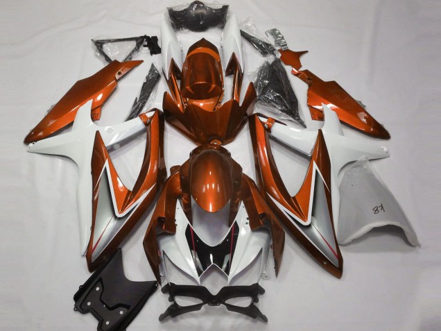 Billigste Suzuki GSXR 600 / GSXR 750 Motorrad Verkleidung 2008-2010 - Weiss Orange Silber Schwarz