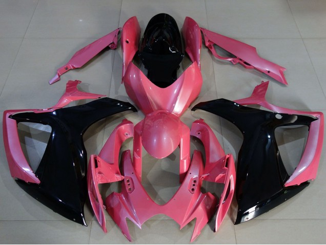 Billigste Suzuki GSXR 600 / GSXR 750 Motorrad Verkleidung 2006-2007 - Rosa Glanzendes Schwarz