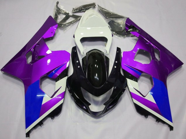 Billigste Suzuki GSXR 600 / GSXR 750 Motorrad Verkleidung 2004-2005 - Weiss Lila Blau Glanzendes Schwarz