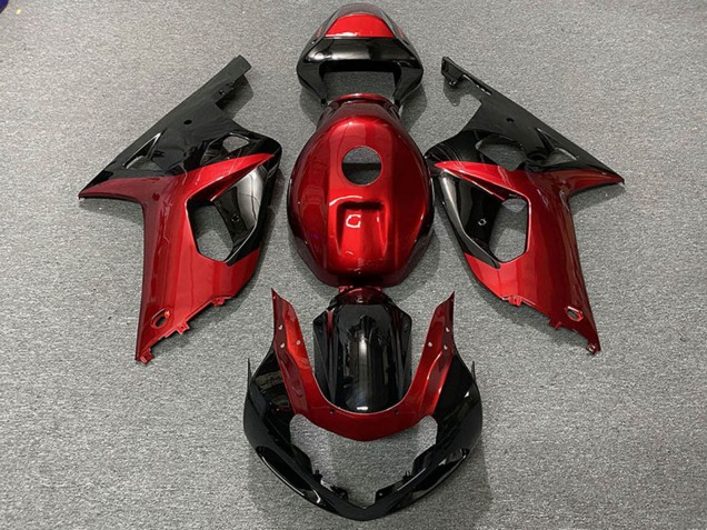 Billigste Suzuki GSXR 600 / GSXR 750 Motorrad Verkleidung 2001-2003 - Rot Glanzendes Schwarz