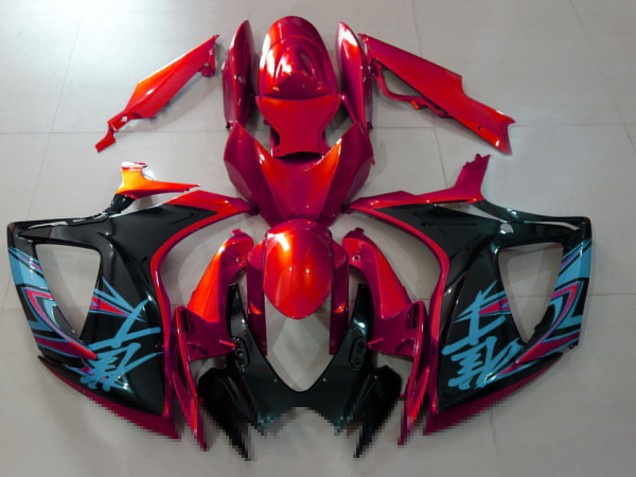 Billigste Suzuki GSXR 600 / GSXR 750 Motorrad Verkleidung 2006-2007 - Rot Schwarz Hellblau