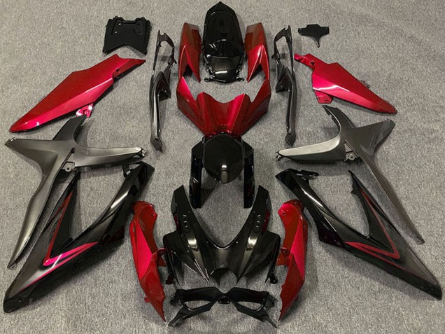 Billigste Suzuki GSXR 600 / GSXR 750 Motorrad Verkleidung 2008-2010 - Rot Glanzendes Schwarz Matt Schwarz