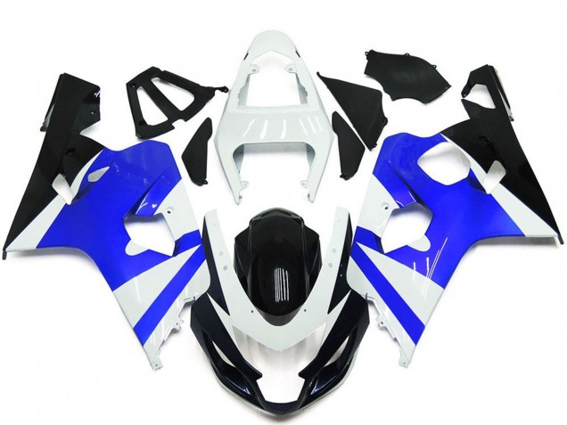 Billigste Suzuki GSXR 600 / GSXR 750 Motorrad Verkleidung Kit 2004-2005 - Weiss Blau Glanzendes Schwarz