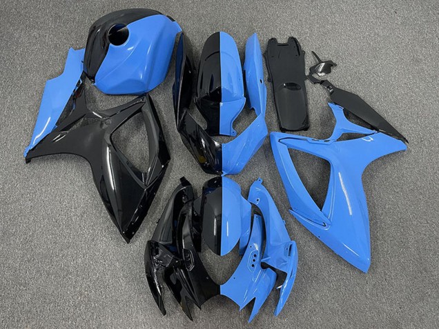 Billigste Suzuki GSXR 600 / GSXR 750 Motorrad Verkleidung 2006-2007 - Glanzendes Schwarz Blau Geteiltes