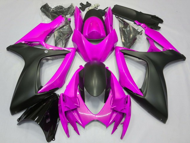 Billigste Suzuki GSXR 600 / GSXR 750 Motorrad Verkleidung 2006-2007 - Rosa Matt Schwarz
