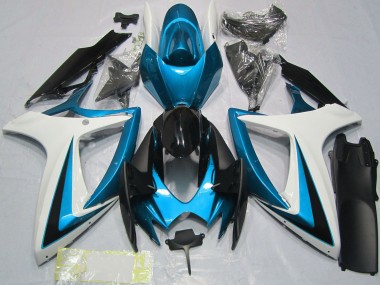 Billigste Suzuki GSXR 600 / GSXR 750 Motorrad Verkleidung 2006-2007 - Weiss Blau Glanzendes Schwarz