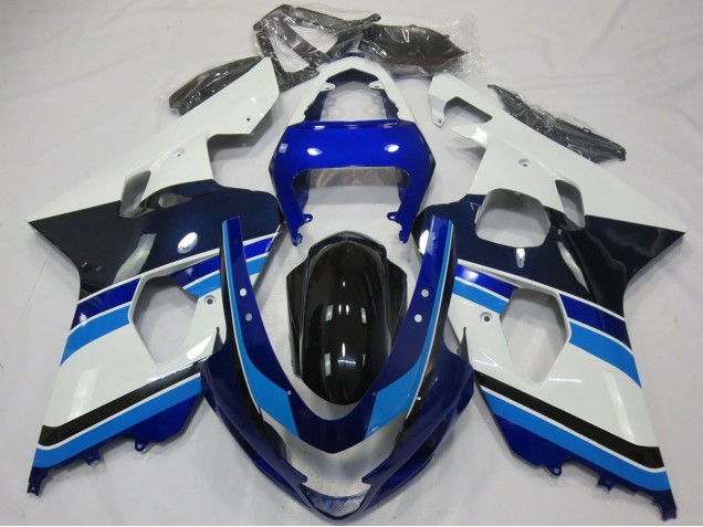 Billigste Suzuki GSXR 600 / GSXR 750 Motorrad Verkleidung 2004-2005 - Weiss Blau Glanzendes Schwarz