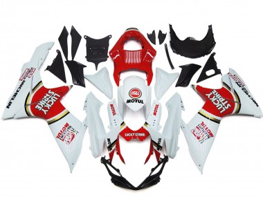 Billigste Suzuki GSXR 600 / GSXR 750 Motorrad Verkleidung 2011-2024 - Weiss Rot Motul Lucky Strike