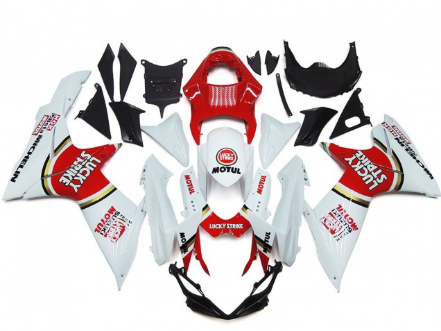 Billigste Suzuki GSXR 600 / GSXR 750 Motorrad Verkleidung 2011-2024 - Weiss Rot Motul Lucky Strike