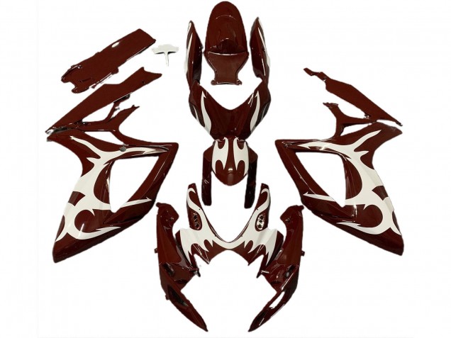 Billigste Suzuki GSXR 600 / GSXR 750 Motorrad Verkleidung 2006-2007 - Kastanienbraun Rot Weiss