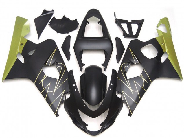 Billigste Suzuki GSXR 600 / GSXR 750 Motorrad Verkleidung 2004-2005 - Matt Schwarz Gold Corona