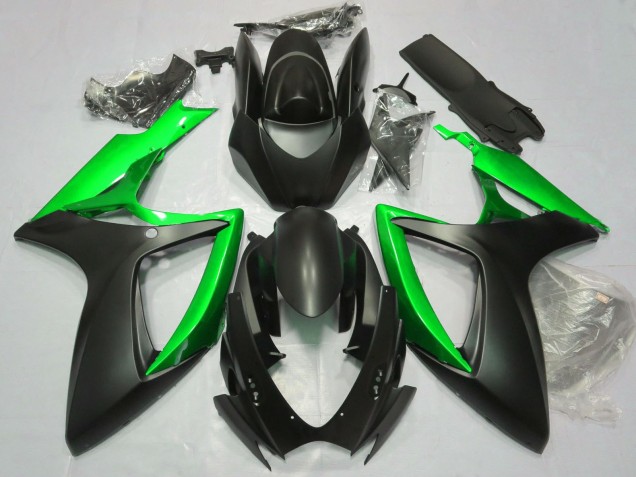 Billigste Suzuki GSXR 600 / GSXR 750 Motorrad Verkleidung 2006-2007 - Matt Schwarz Grun