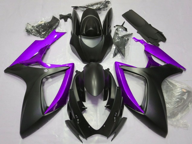 Billigste Suzuki GSXR 600 / GSXR 750 Motorrad Verkleidung 2006-2007 - Matt Schwarz Lila