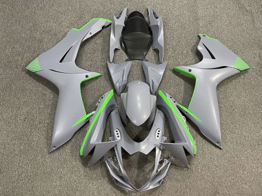 Billigste Suzuki GSXR 600 / GSXR 750 Motorrad Verkleidung 2011-2024 - Matt Nardo Grau Grun Accents