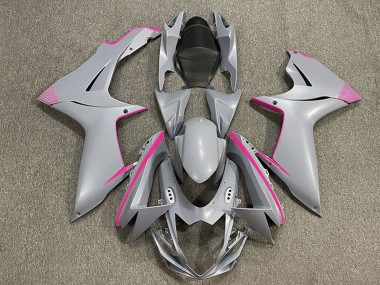Billigste Suzuki GSXR 600 / GSXR 750 Motorrad Verkleidung 2011-2024 - Matt Nardo Grau Rosa Accents