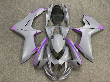 Billigste Suzuki GSXR 600 / GSXR 750 Motorrad Verkleidung 2011-2024 - Matt Nardo Grau Lila Accents