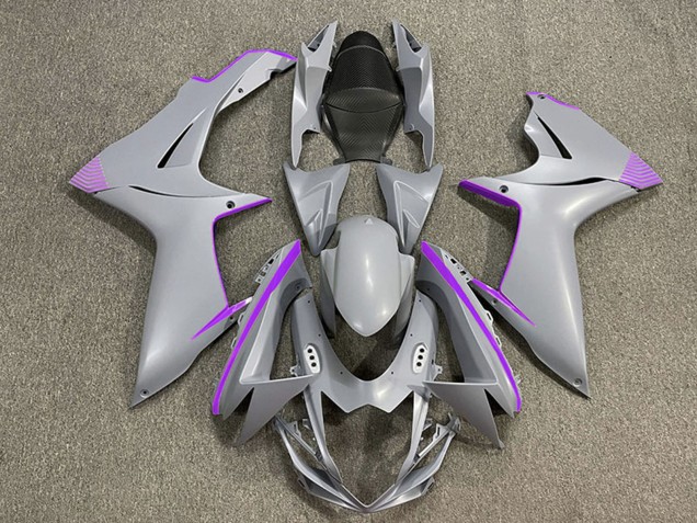 Billigste Suzuki GSXR 600 / GSXR 750 Motorrad Verkleidung 2011-2024 - Matt Nardo Grau Lila Accents