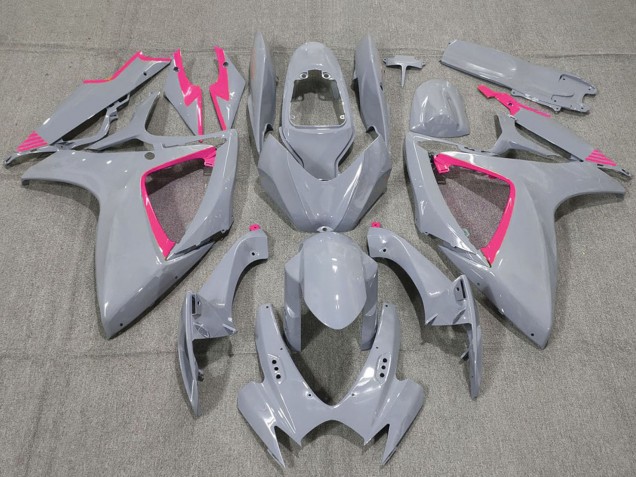 Billigste Suzuki GSXR 600 / GSXR 750 Motorrad Verkleidung 2006-2007 - Nardo Grau und Rosamen