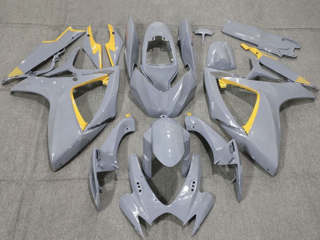 Billigste Suzuki GSXR 600 / GSXR 750 Motorrad Verkleidung 2006-2007 - Nardo Grau und Gelbmen
