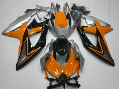 Billigste Suzuki GSXR 600 / GSXR 750 Motorrad Verkleidung 2008-2010 - Silber Orange Glanzendes Schwarz
