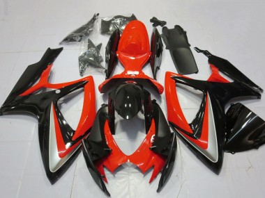 Billigste Suzuki GSXR 600 / GSXR 750 Motorrad Verkleidung 2006-2007 - Rot Silber Glanzendes Schwarz