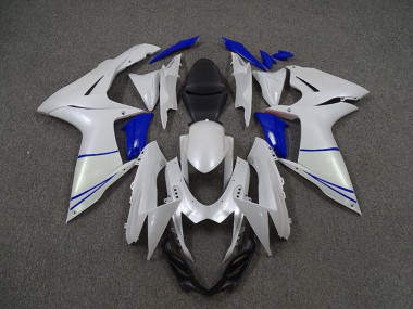 Billigste Suzuki GSXR 600 / GSXR 750 Motorrad Verkleidung 2011-2024 - Perl Weiss und Dunkel Blau
