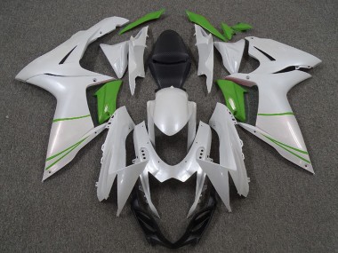 Billigste Suzuki GSXR 600 / GSXR 750 Motorrad Verkleidung 2011-2024 - Perl Weiss und Grun